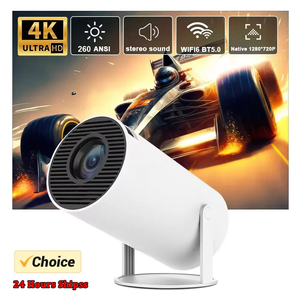 4K Portable Home Cinema Projector - Android 11, Dual WiFi 6, 200 ANSI, Allwinner H713, Bluetooth 5.0, 1080P/720P, Perfect for Outdoor Use